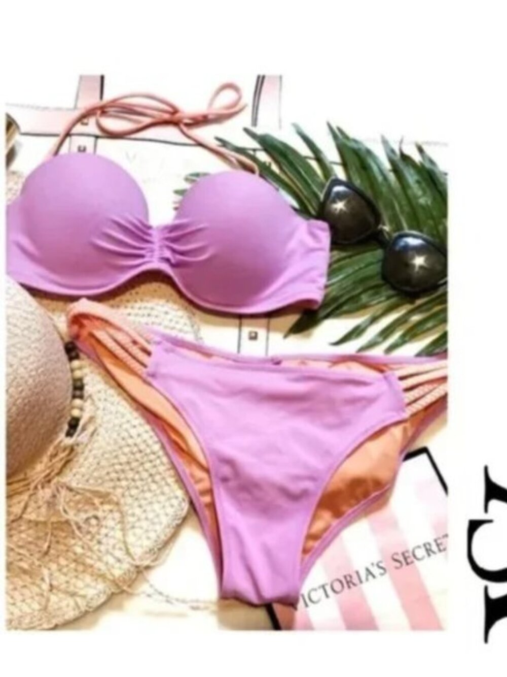 Victoria's Secret | Lavender Bandeau Strappy Bikini Set | Size 34C Medium